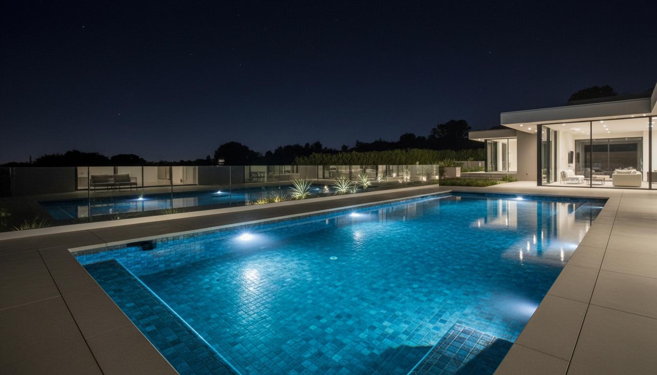 Modern geometric pool and integrated hot tub design