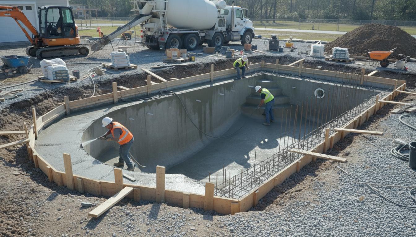 Pool construction process and concrete work